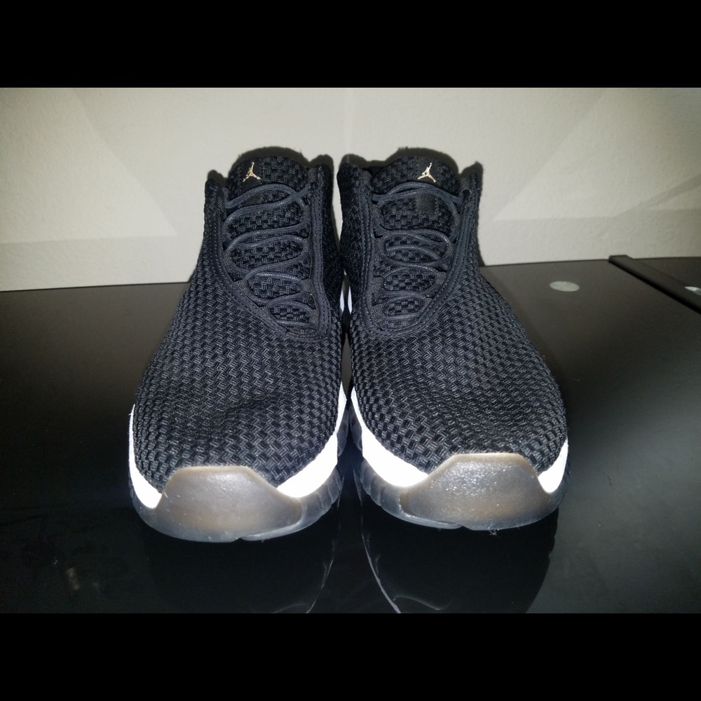 Jordan Future Black White and Gold Size 11